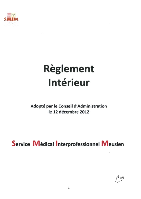 reglement interieur smim